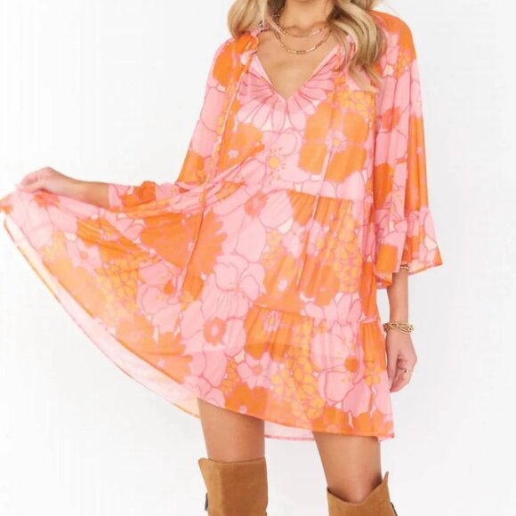 Show Me Your MuMu Pink and Orange Floral Mini Dress - Picture 1 of 6